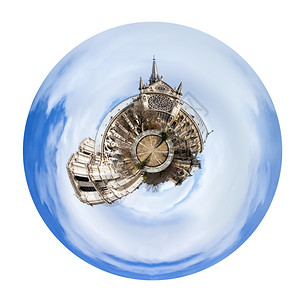 小行星白色背景孤立的巴黎圣达美教堂的城市球观图片