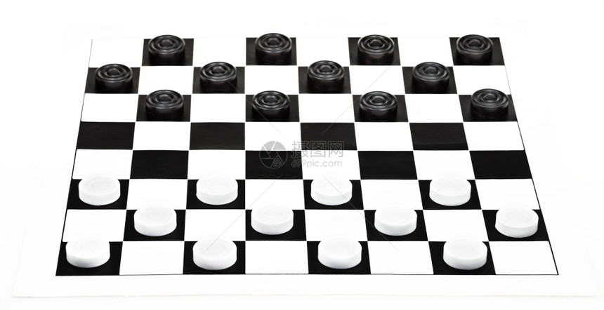 白背景中孤立的乙烯8x棋盘板的起始位置图片