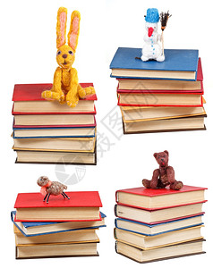 白色背景上隔绝的书架一套感知软玩具图片