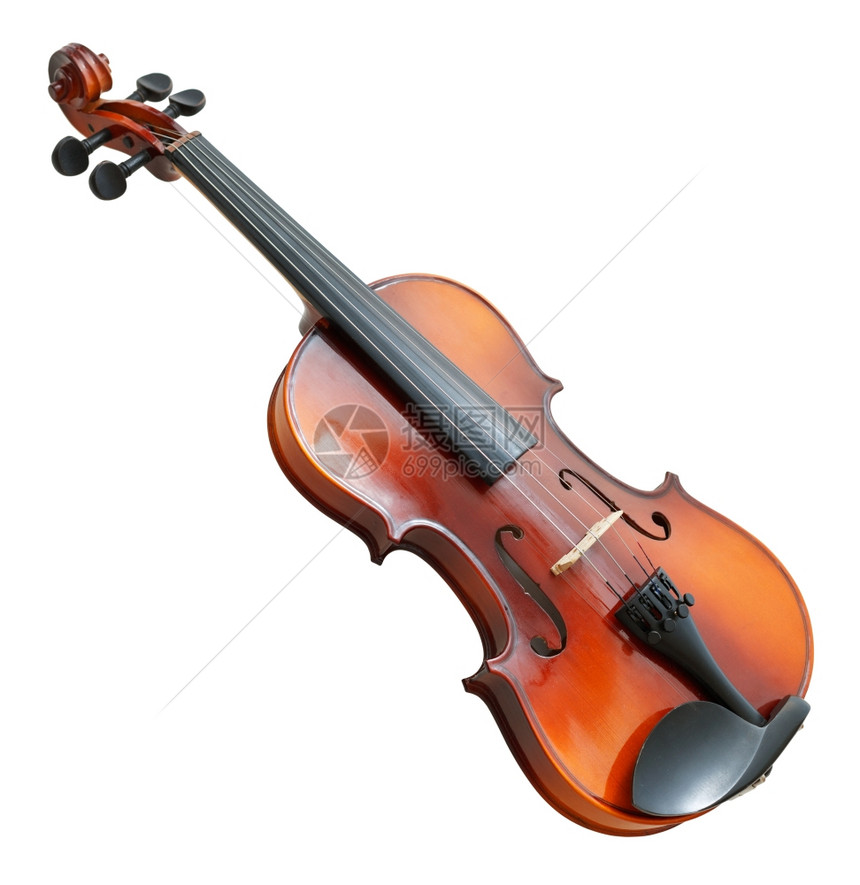 白色背景孤立的古典现代小提琴图片