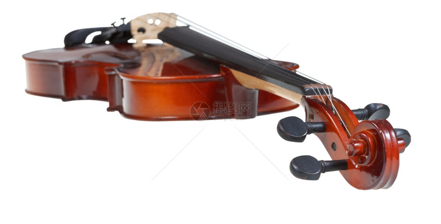 古典木小提琴盒关闭白色背景的隔离图片