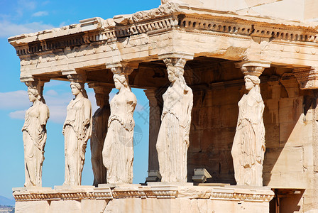 卡氏乳香树希腊雅典Acropolis山上卡尔亚蒂德的波奇雕像背景