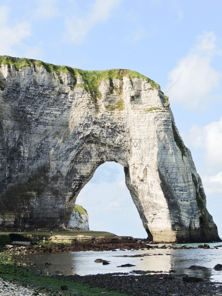 法国Eretratcoteddalbatre英语频道海滩上的自然拱顶悬崖图片
