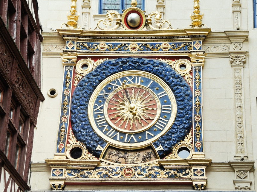 中世纪复兴墙时钟法国鲁昂Rouenruedugrosholowe图片