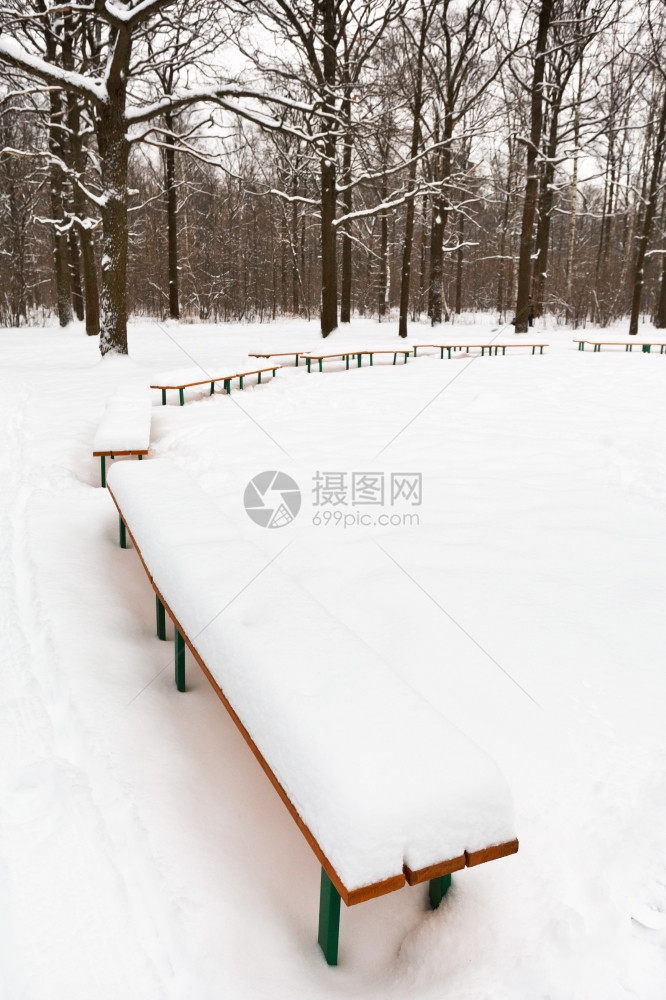 冬季城市公园的雪上图片