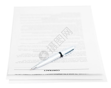 三页销售合同和银笔背景图片