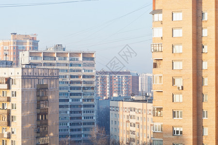 莫斯科冬季上午居民住宅区背景图片