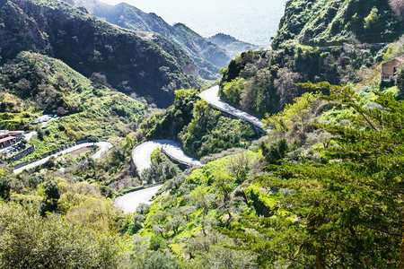 春季前往西里萨沃卡镇的山路高清图片