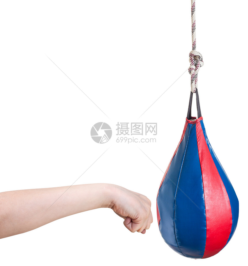 手势白背景孤立的打孔袋儿童拳击图片