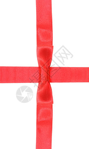 红丝带和色刺的白背景上隔离着弓背景图片