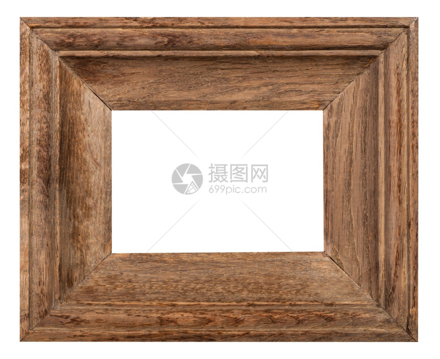 宽橡木图片框架在白色背景上隔离空格图片