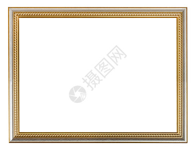 金雕木图画框切除白色背景上孤立的空白间图片