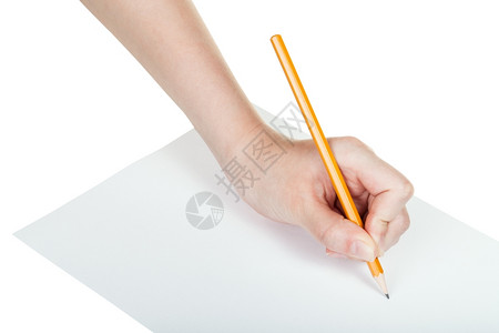 白色背景上隔绝的纸用简单铅笔画手背景图片