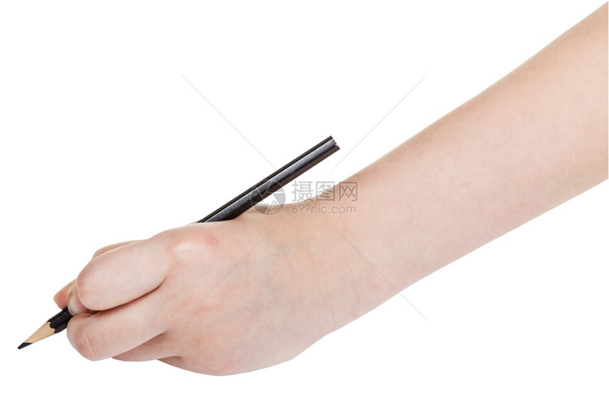 白色背景上孤立的黑铅笔手绘画图片