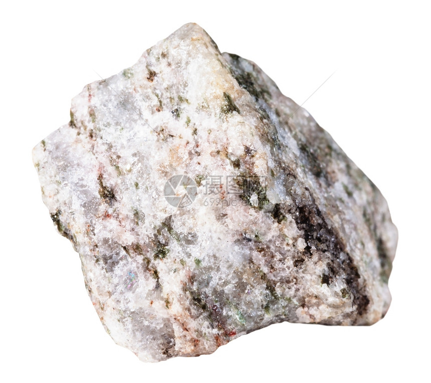 标本自然岩在白色背景上分离的阿帕特矿物石碎片图片