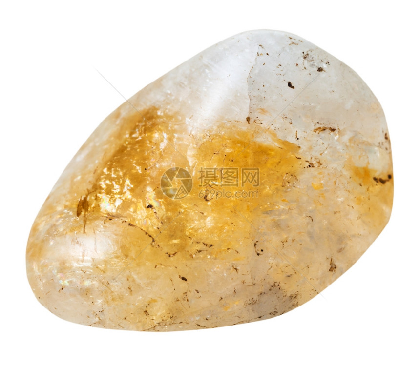 天然矿物石白色背景上隔绝的黄柠檬石图片