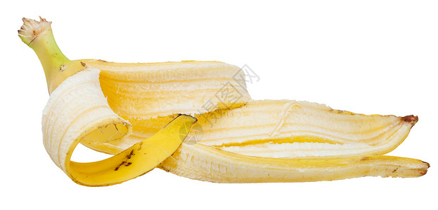 白色背景中孤立的黄色香蕉皮侧边视图图片