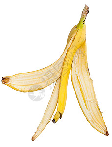 白色背景上孤立的黄色香蕉皮图片