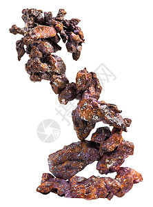 天然矿物石的大型白底隔离的原生铜标本图片