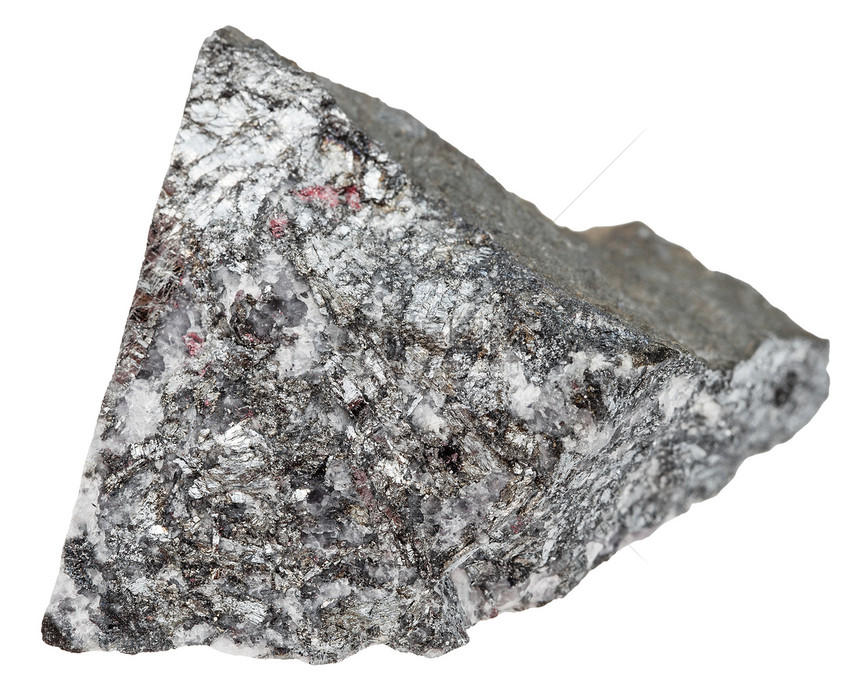 天然矿物石的大型白色背景上孤立的斯提布尼特石块抗线岩矿石图片