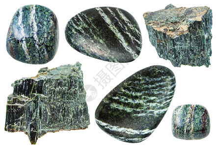各种天然矿物石温棉绿色蛇纹白图片