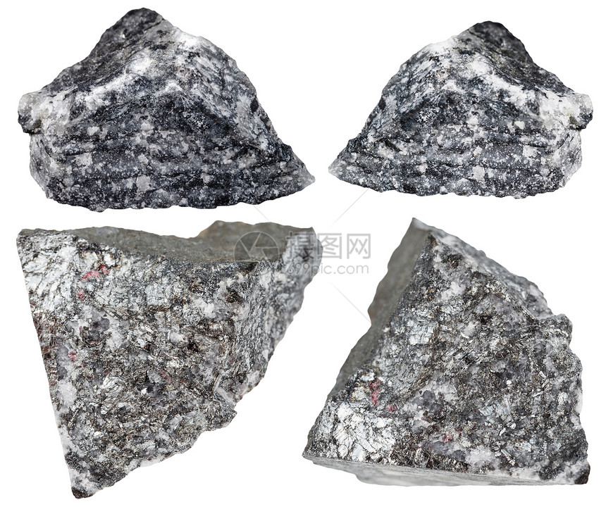 各种天然矿石白底孤立的斯提布尼特岩反天矿图片