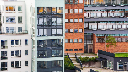 斯德哥尔摩市现代公寓房的破旧视图图片