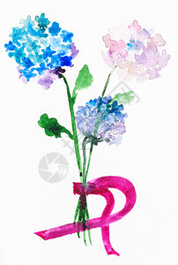 用水彩漆色画纸上鲜花的束画成奇博库加风格的训练图片