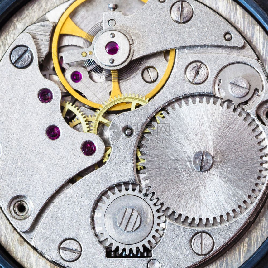 值班制表工场旧机械手表的钢制时钟图片