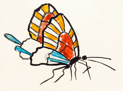 蝴蝶笔刷以水彩油漆为特色用水彩涂料进行sumie风格的sudokugasumie培训用奶油彩纸涂漆的多翅膀蝴蝶背景