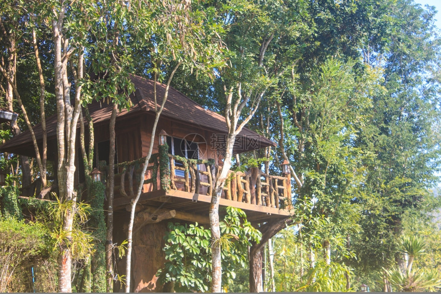 泰国木屋和花园建筑设计图片