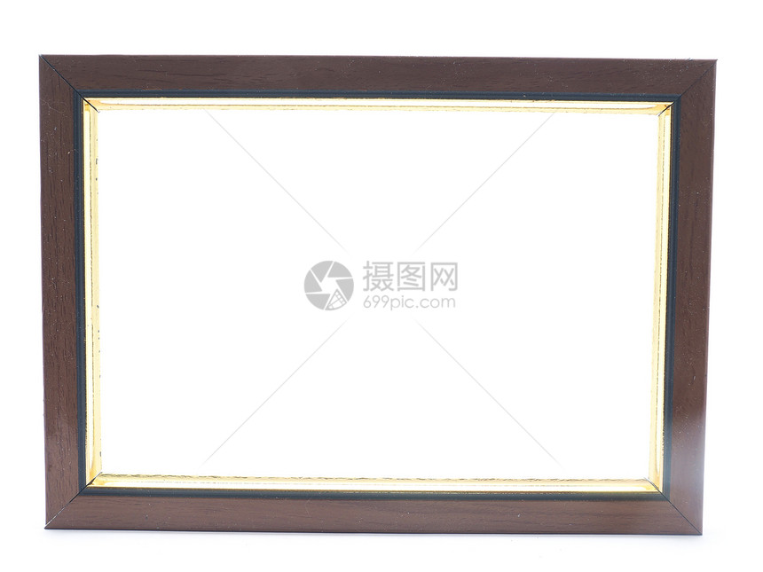 白色背景的木制照片框图片