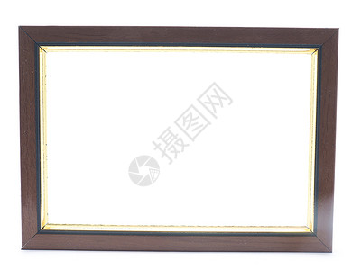 白色背景的木制照片框背景图片