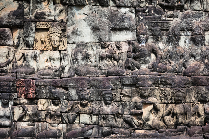 AngkorThom综合体的象梯田柬埔寨暹粒图片