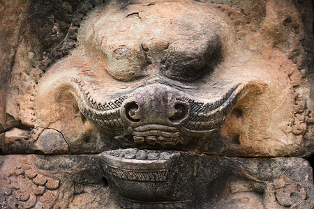 墙上的恶魔照片大象的露台柬埔寨吴哥汤姆图片