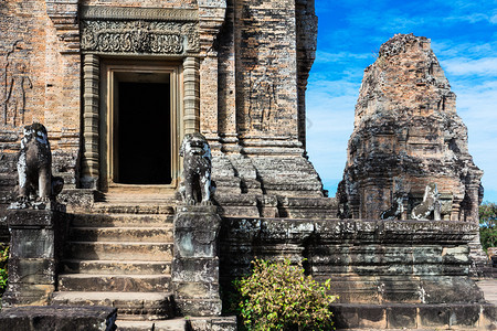 柬埔寨Angkorwat综合建筑群东Mebon寺庙废墟图片