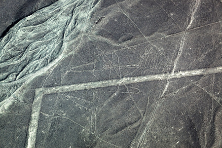 纳斯卡沙漠中鲸鱼的古代雕像背景