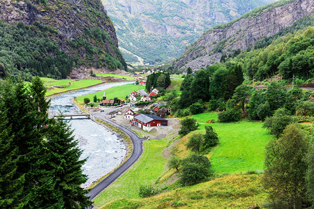 挪威弗拉姆美丽的村庄图片
