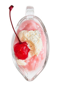 白背景的樱桃冰淇淋图片