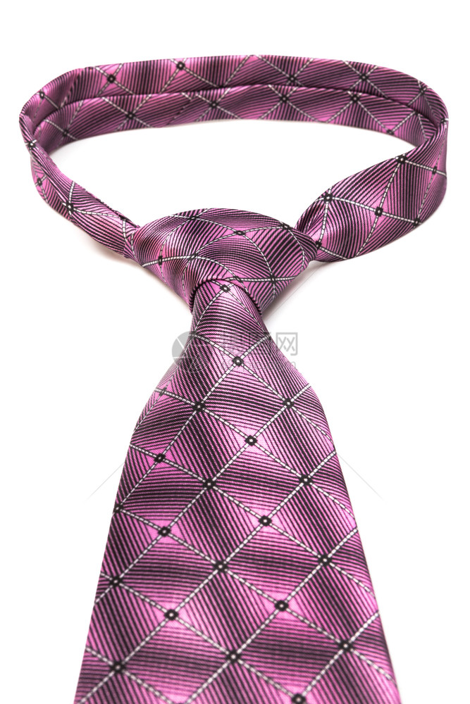 白色背景上的美丽结粉色领带图片