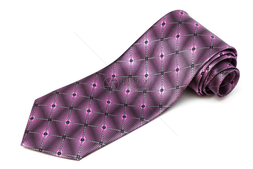 白色背景上折叠的紫色领带图片