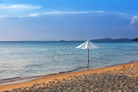 沙滩上的白雨伞图片