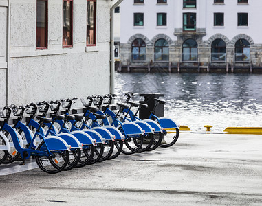市内出租自行车公停放图片