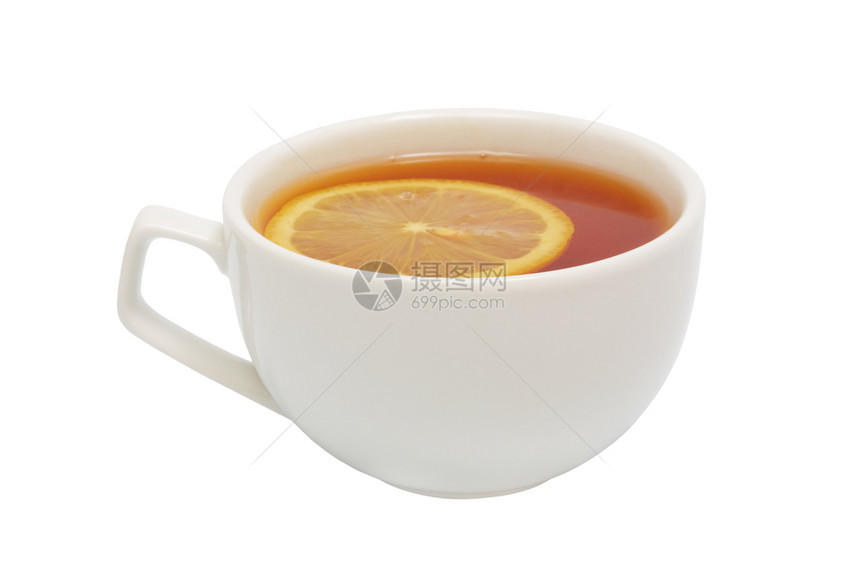 杯子加茶和柠檬图片