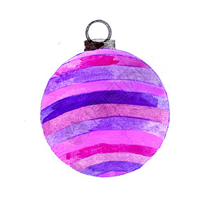 杂水彩色圣诞酒或装饰品各种紫色背景图片