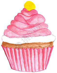 烤纸上的粉红水彩圣诞蛋糕塔背景图片