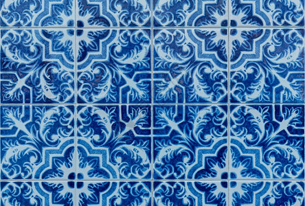 老葡萄牙玻璃瓷砖的特写细节图片