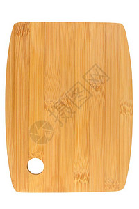 在白色背景上隔离的矩形竹木厨房切削板背景图片