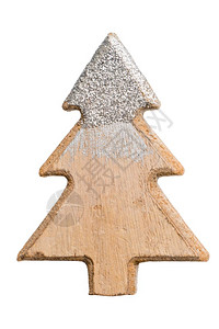 圣诞松树由白色背景的木头制成图片