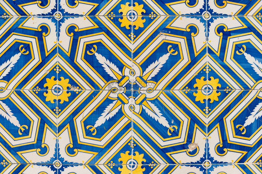 古老的葡萄牙装饰瓷砖阿zulejos图片
